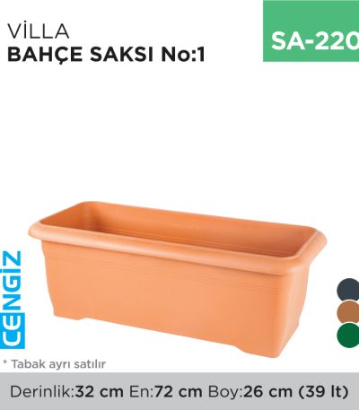 VİLLA BAHÇE SAKSI NO:1 TABAKSIZ (39 LT)