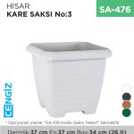 HİSAR KARE SAKSI NO:3 TABAKSIZ (26 LT) (HK03)