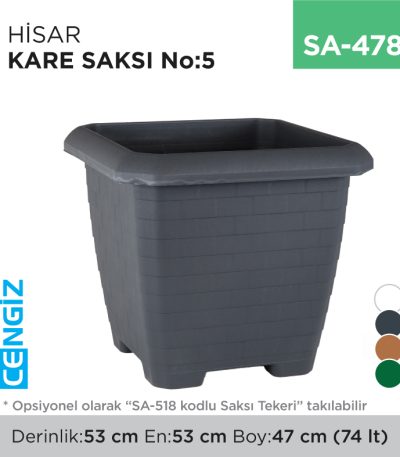 HİSAR KARE SAKSI NO:5 TABAKSIZ (74 LT) (HK05)