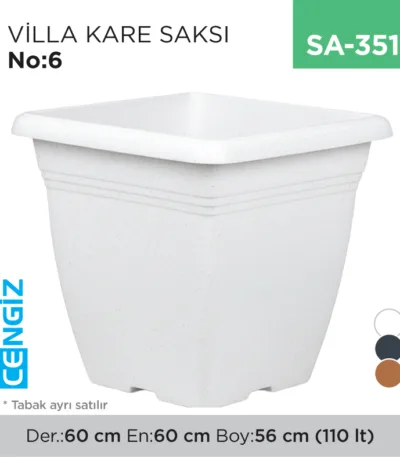 VİLLA KARE SAKSI NO:6 TABAKSIZ (110 LT) (VKS6)