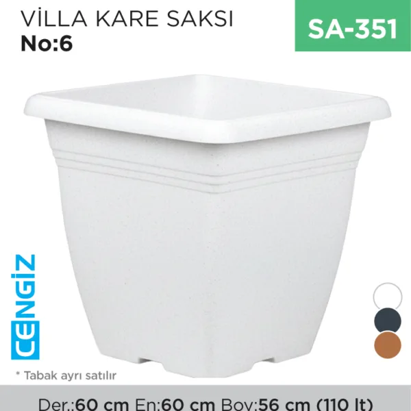 VİLLA KARE SAKSI NO:6 TABAKSIZ (110 LT) (VKS6)