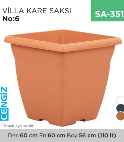 VİLLA KARE SAKSI NO:6 TABAKSIZ (110 LT) (VKS6)