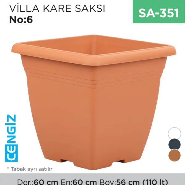 VİLLA KARE SAKSI NO:6 TABAKSIZ (110 LT) (VKS6)
